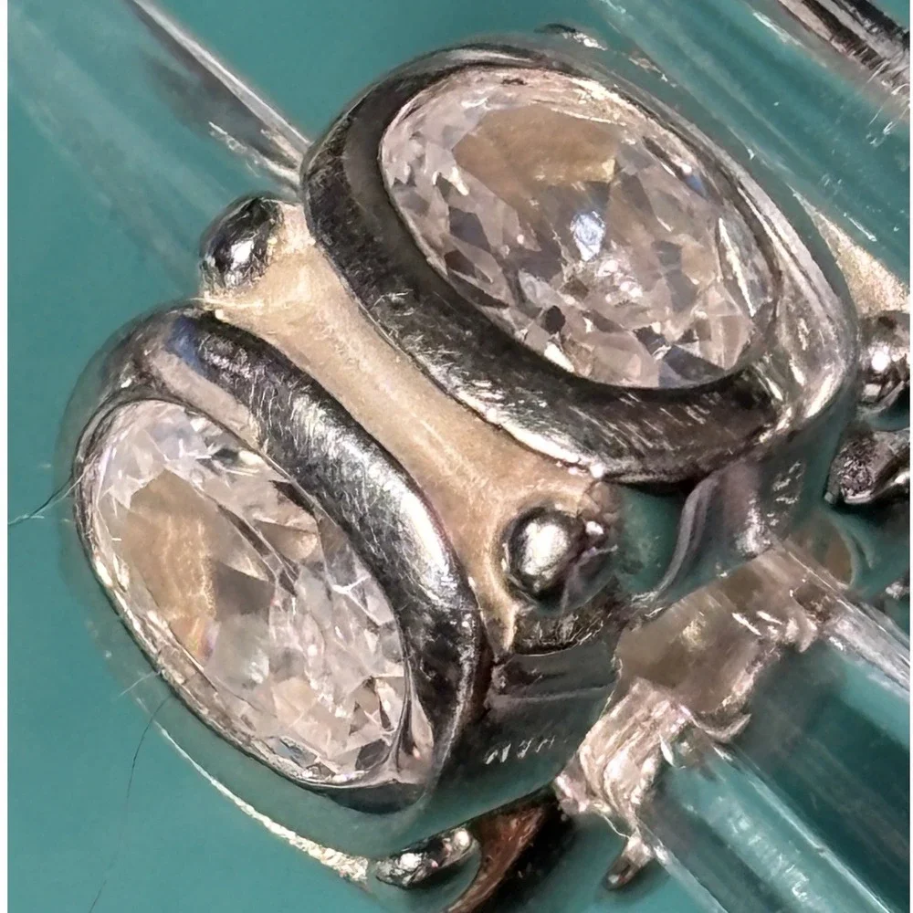 Chamilia Sterling Silver 925 Oval Cubic Zirconia Studded Barrel Slide Charm Bead